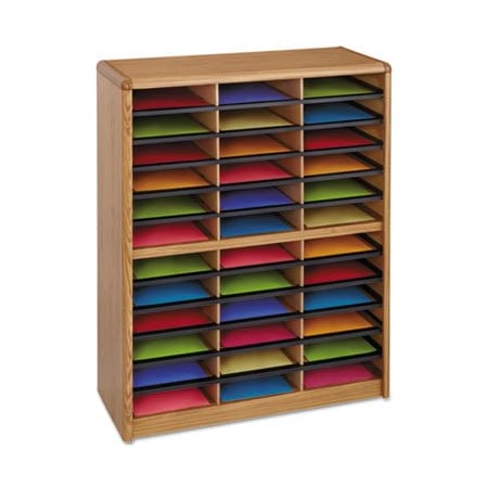 Safco Safco, Steel/fiberboard Literature Sorter, 36 Sections, 32 1/4 X 13 1/2 X 38, Oak 7121MO